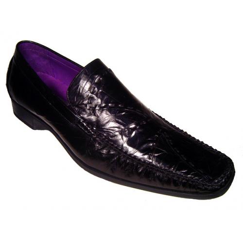 Giorgio Brutini Black Wrinkled Leather Loafers #159681